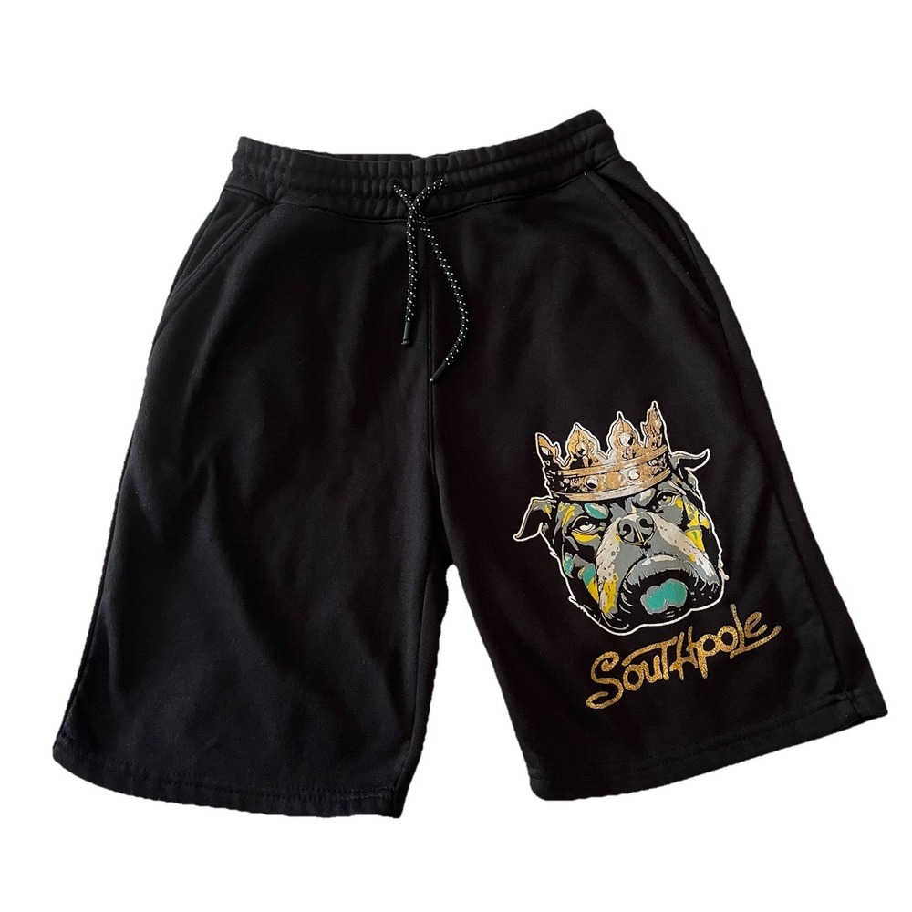 Southpole King Bulldog Sweat Shorts Mens S Black Urban Streetwear‎